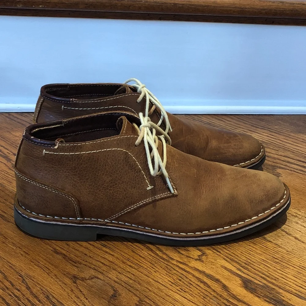 Kenneth Cole Reaction Mens Desert Sun Brown Chukka Leather Laceup Boots 10.5M
